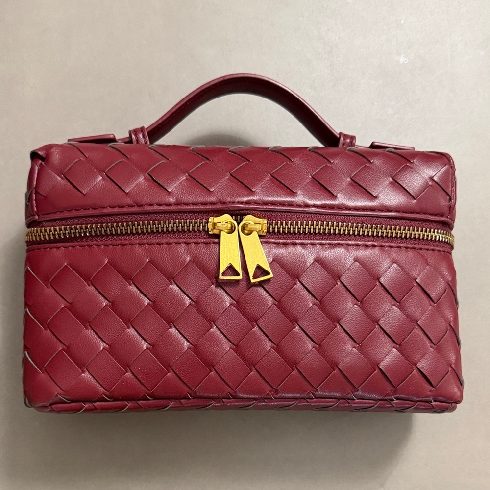 Burgundy Woven Handbag
